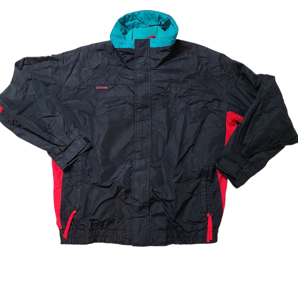 Vintage 90s Columbia Bugaboo Black Red Active Zip Jacket Radial Sleeve Men's L
